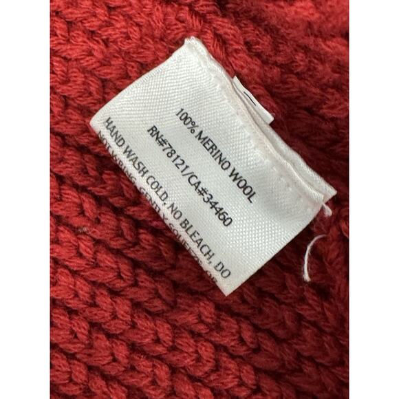 Eileen Fisher M Red Merino Wool Moss Seed Stitch Knit Cardigan Open Sweater - Picture 3 of 8